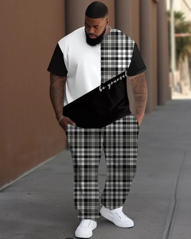 Men's Big & Tall Classic Plaid Print T-Shirt Pants Set sold by Biggmans