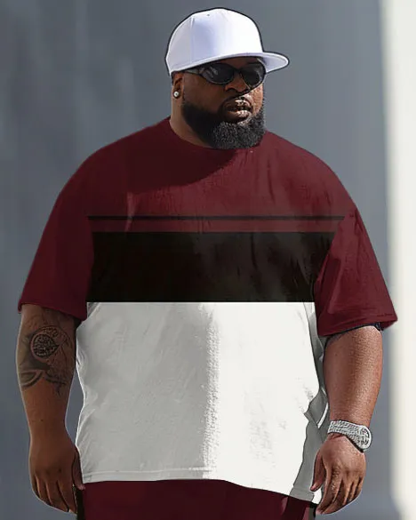 Men's Big & Tall Simple Colorblock Printed T-shirt Pants Set sold by Biggmans product image thumbnail 2