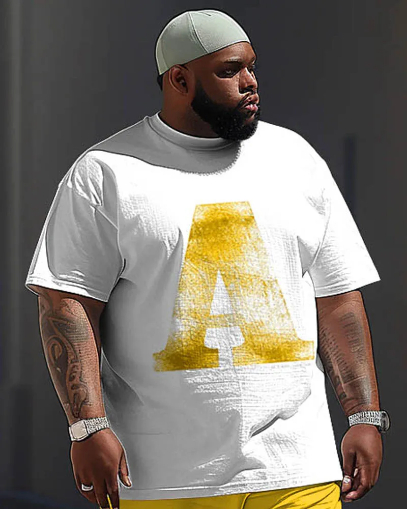 Comfortable Men's Big & Tall Casual Letter Print Short Sleeve T-shirt Trousers Set sold by Biggmans product image thumbnail 2