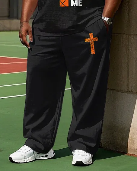 Big Men's Basketball Fabric Cross Funny Letter Printed Short Sleeve T-shirt Pants Set sold by Biggmans product image thumbnail 3