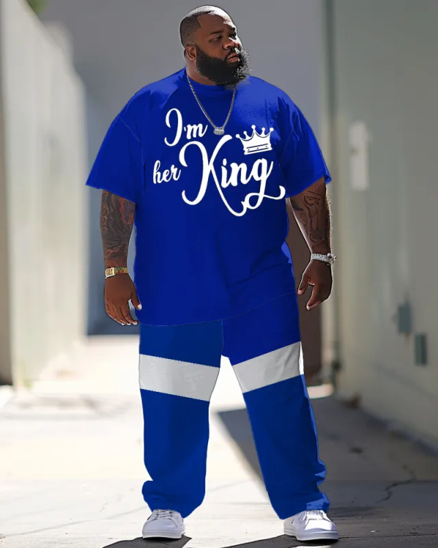 Men's Large Simple Letter Printed T-shirt Pants Set sold by Biggmans