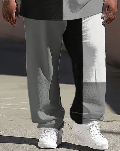 Casual Simple Colorblock Big Men's Short Sleeve T-shirt Pants Set sold by Biggmans product image thumbnail 3
