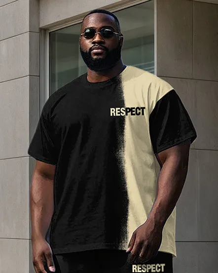 Big Men's Casual Simple Splicing Style Letter RESPECT Printed Short Sleeve T-shirt Pants Set sold by Biggmans product image thumbnail 2