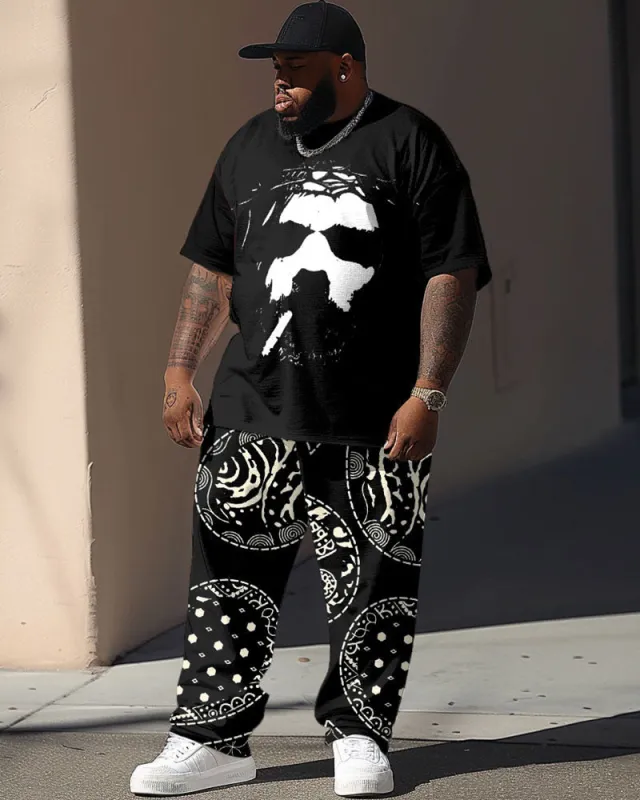 Men's Big and Tall Street Fashion Abstract Paisley Print T-Shirt Trousers Set sold by Biggmans