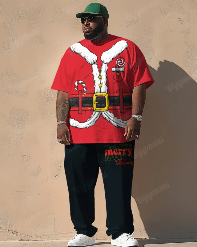 Men's Big and Tall Christmas Santa Claus Cosplay T-Shirt Trousers Set sold by Biggmans