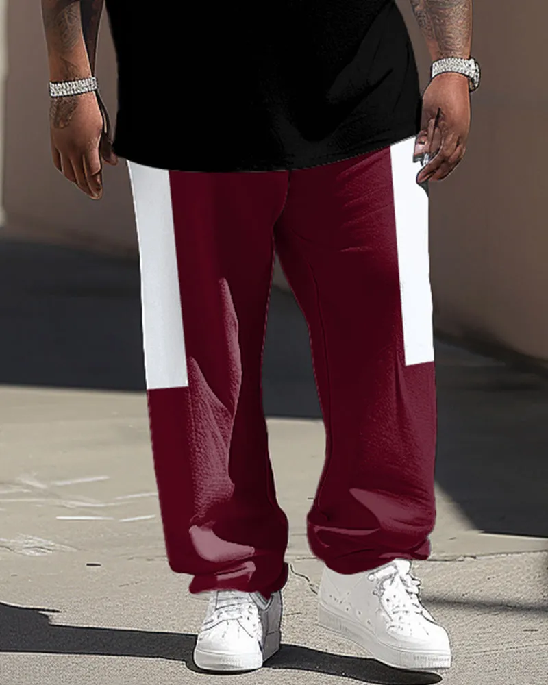 Big Guy's Simple Red Colorblock Alphabet Print T-shirt Trousers Set sold by Biggmans product image thumbnail 3