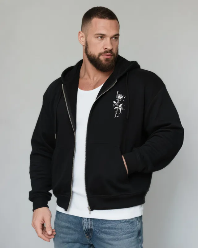 Big & Tall Men's Abstract Rose-Print Zipper Hoodie sold by Biggmans