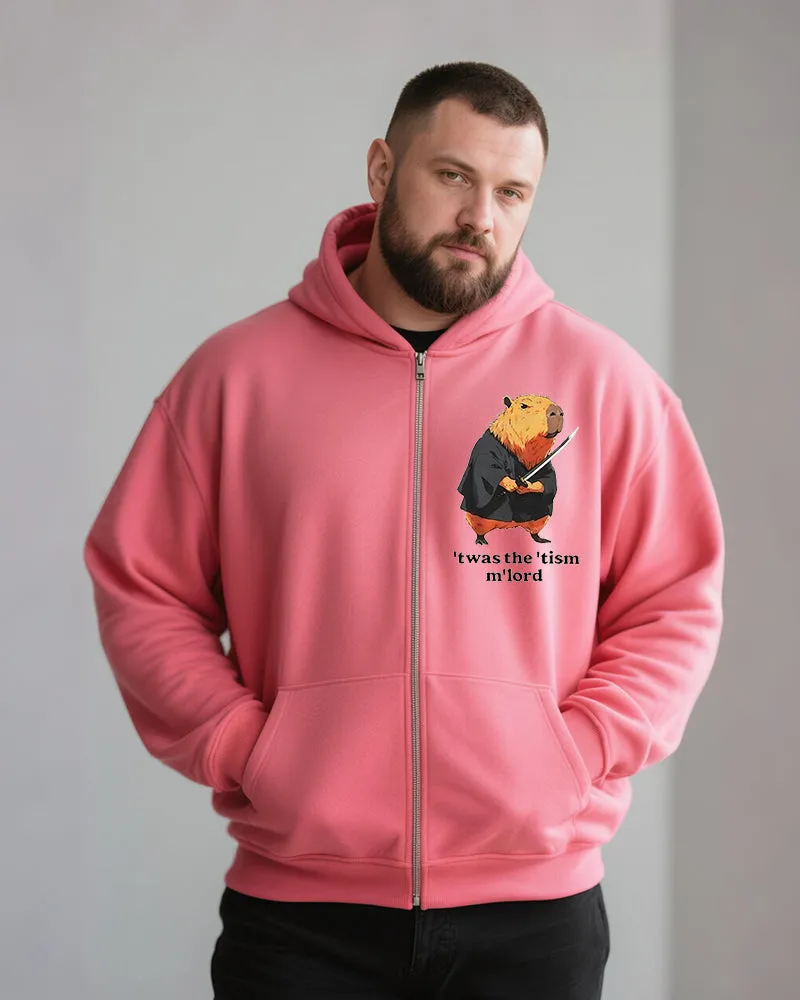 Big & Tall Men's Capybara Alphabet Print Zipper Hoodie sold by Biggmans