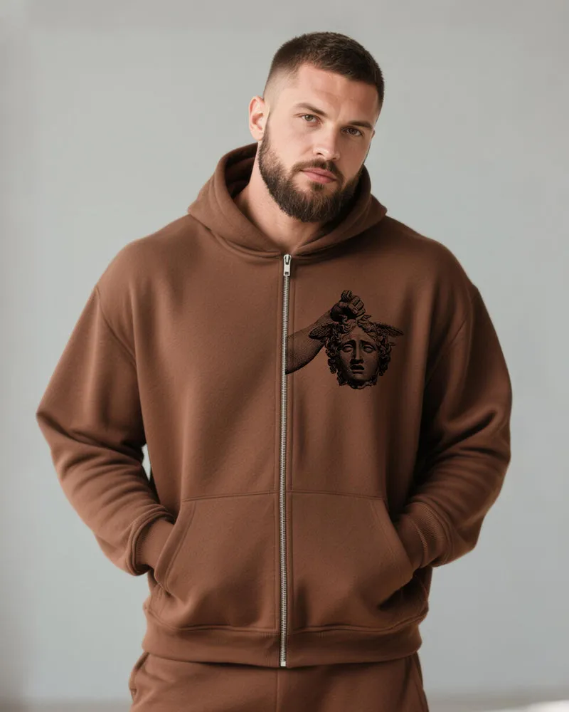 Big & Tall Men's Vintage Medusa Head Print Zipper Hoodie sold by Biggmans