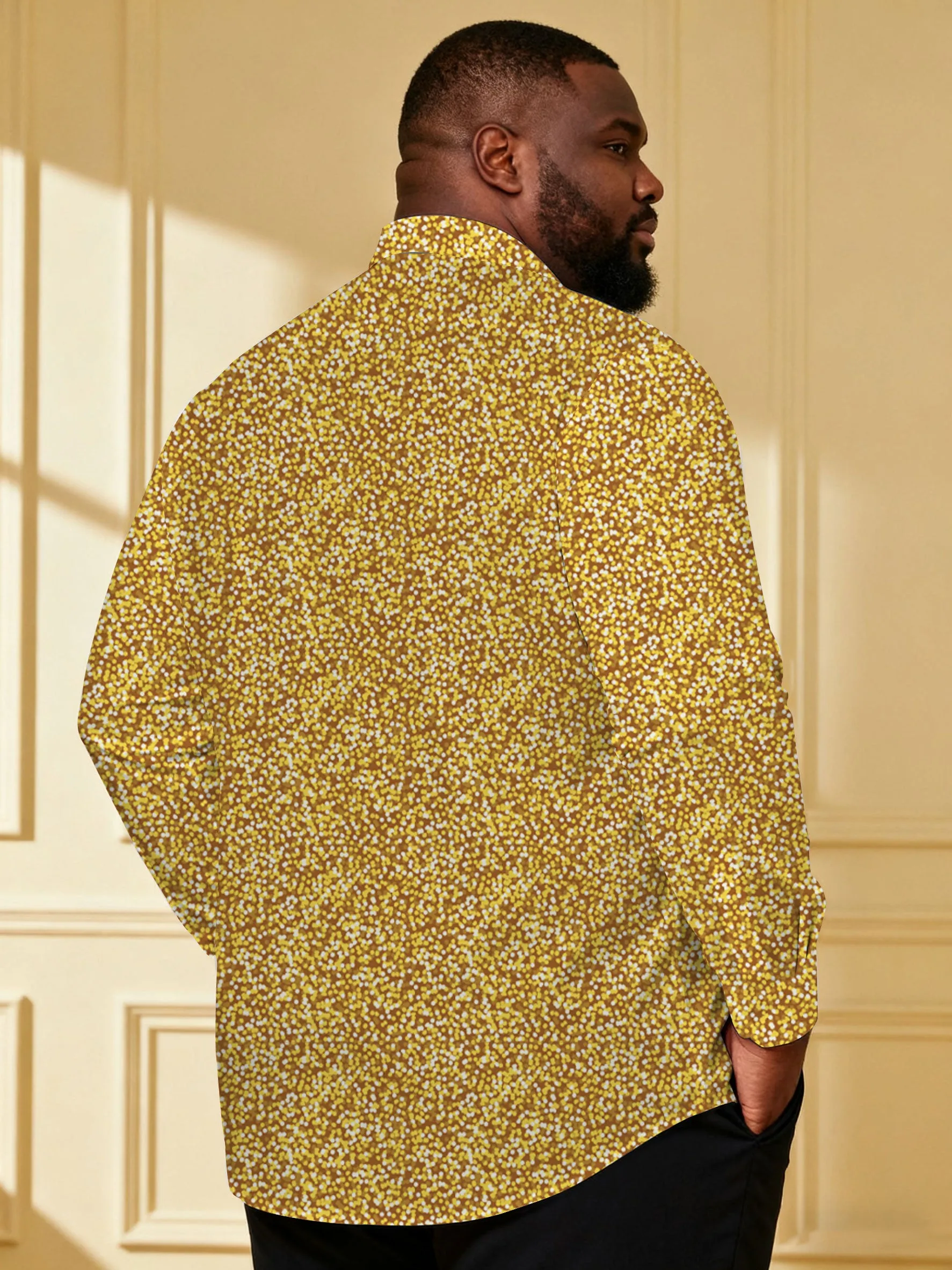 Men's Large Size Glitter Granular Sequin Long Sleeve Lapel Shirt sold by Biggmans product image thumbnail 2