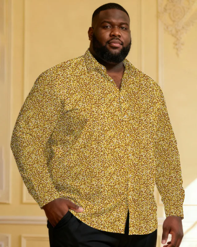 Men's Large Size Glitter Granular Sequin Long Sleeve Lapel Shirt sold by Biggmans