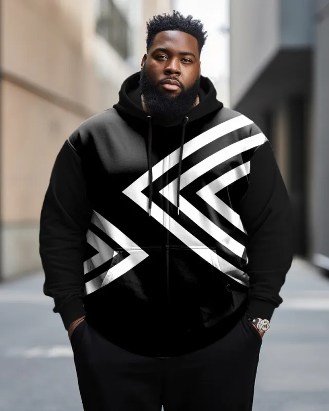 Men's Plus Size Classic Triangle Graphic Zip Hoodie sold by Biggmans