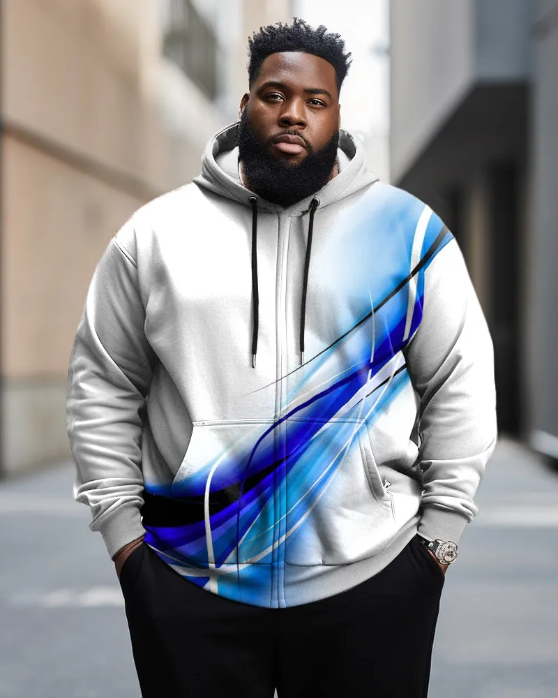 Men's Plus Size Casual Abstract Art Aurora Graphic Zip Hoodie sold by Biggmans