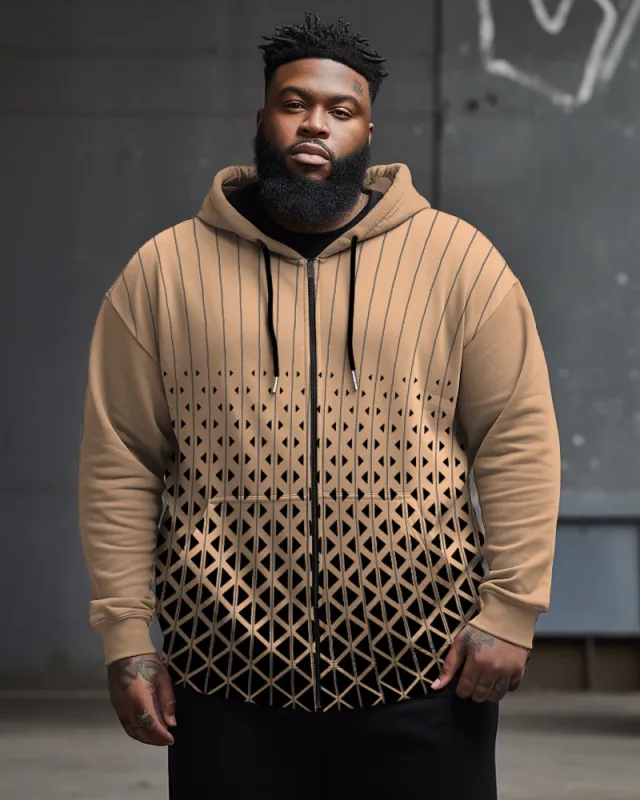 Men's Plus Size Classic Check Graphic Zip Hoodie sold by Biggmans