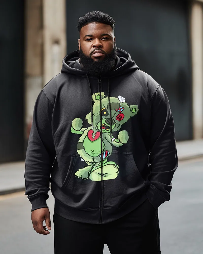 Men's Plus Size Black Bear Zip Hoodie sold by Biggmans