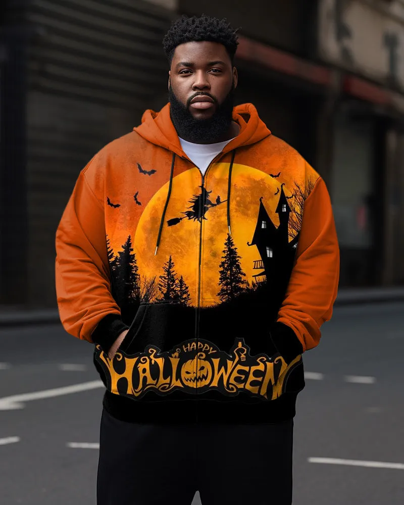 Men's Big & Tall Halloween Skull Pumpkin Zip Hoodie sold by Biggmans