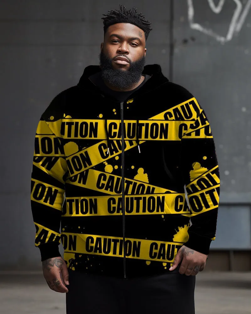 Men's Big & Tall Black and Yellow Strap Zip Hoodie sold by Biggmans