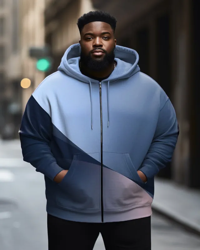 Men's Big & Tall Casual Abstract Art Color Block Graphic Zip Hoodie sold by Biggmans