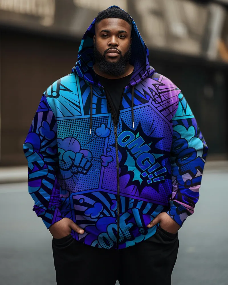 Big Guys Casual Street Anime Graffiti Zip Hoodie sold by Biggmans