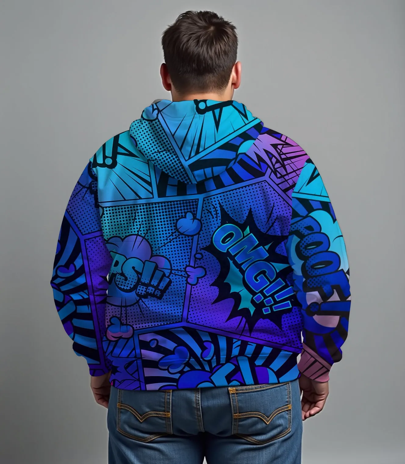 Big Guys Casual Street Anime Graffiti Zip Hoodie sold by Biggmans product image thumbnail 3
