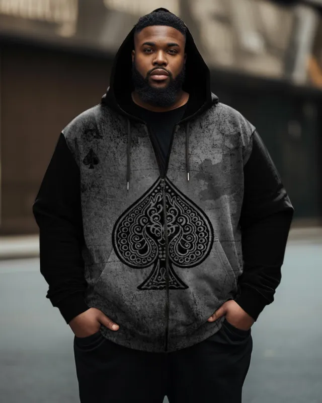 Men's Big and Tall Poker Spades Queen Zip Hoodie sold by Biggmans