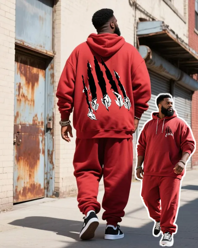 Big & Tall Men's Red Graffiti-Print Hoodie Set sold by Biggmans