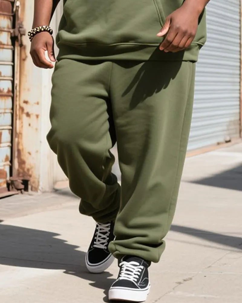 Big & Tall Men's Army Green Bear Graffiti Alphabet Print Hoodie Set sold by Biggmans product image thumbnail 3