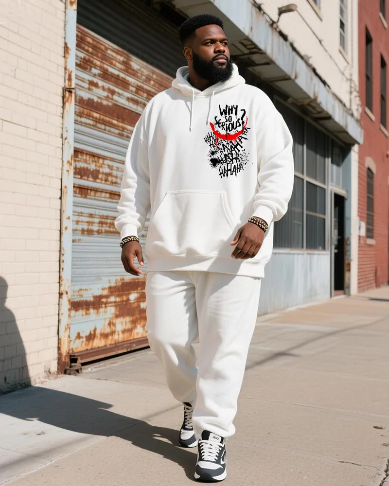 Big & Tall Men's White HA Graffiti Letter Print Hoodie Set sold by Biggmans product image thumbnail 4