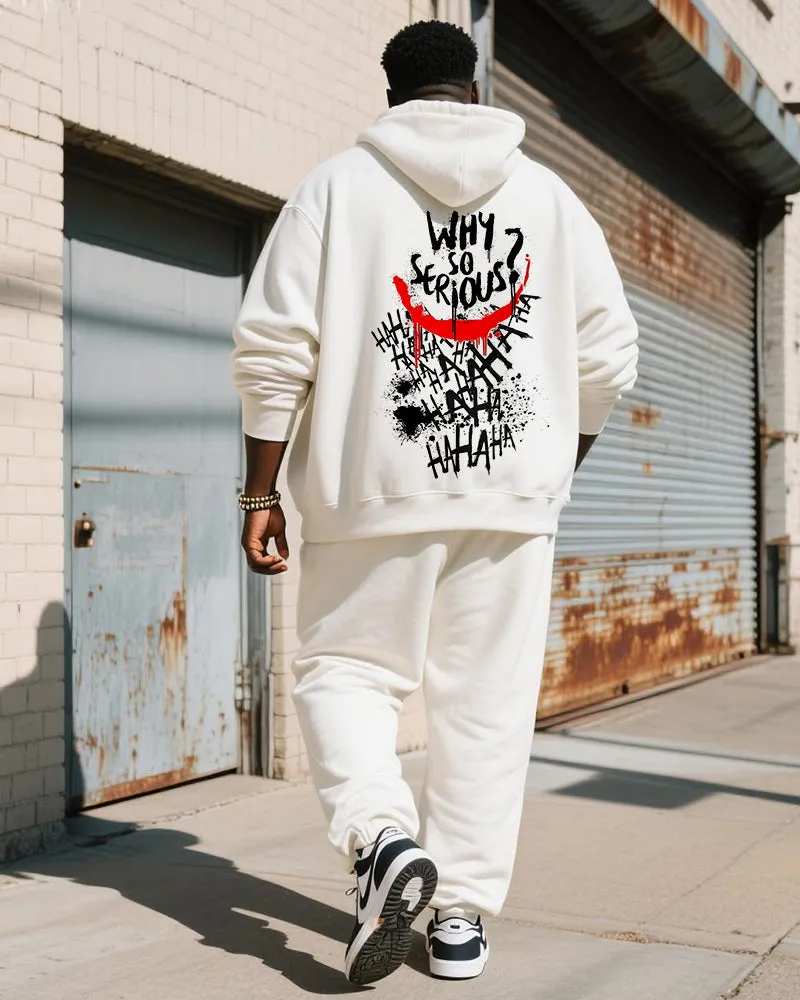 Big & Tall Men's White HA Graffiti Letter Print Hoodie Set sold by Biggmans product image thumbnail 5