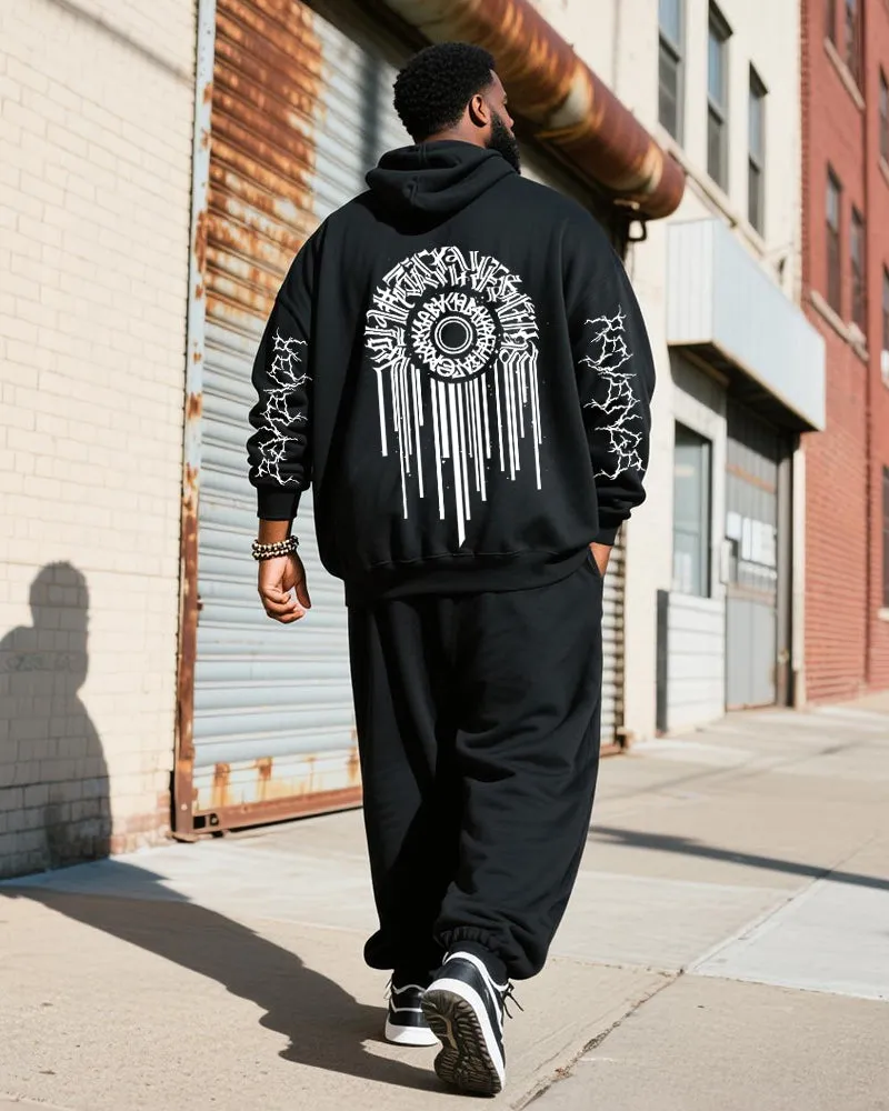 Big & Tall Men's Black Gothic Letter Print Hoodie Set sold by Biggmans product image thumbnail 5