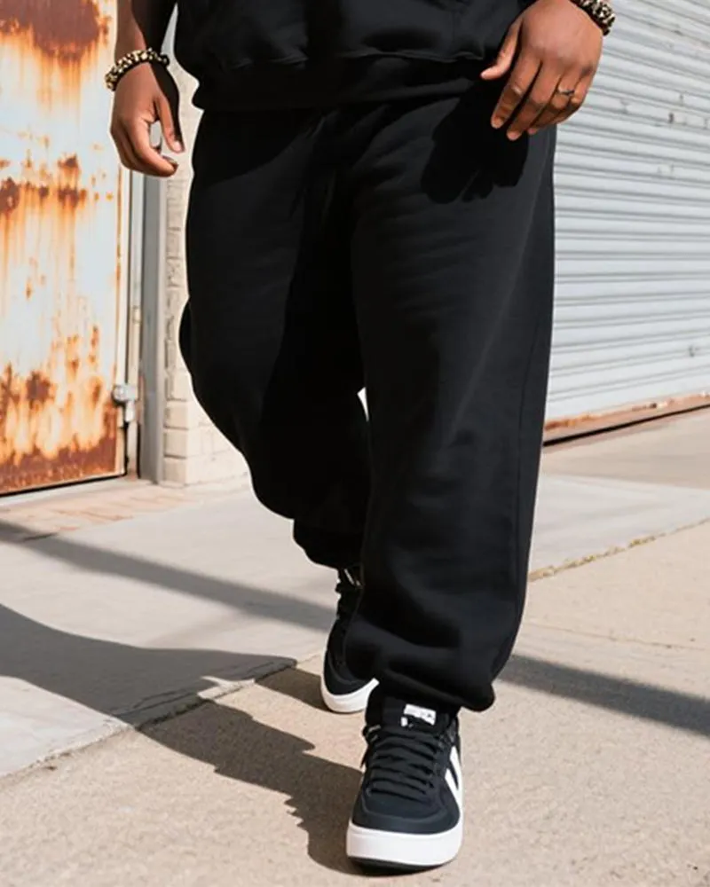 Big & Tall Men's Black Gothic Letter Print Hoodie Set sold by Biggmans product image thumbnail 3