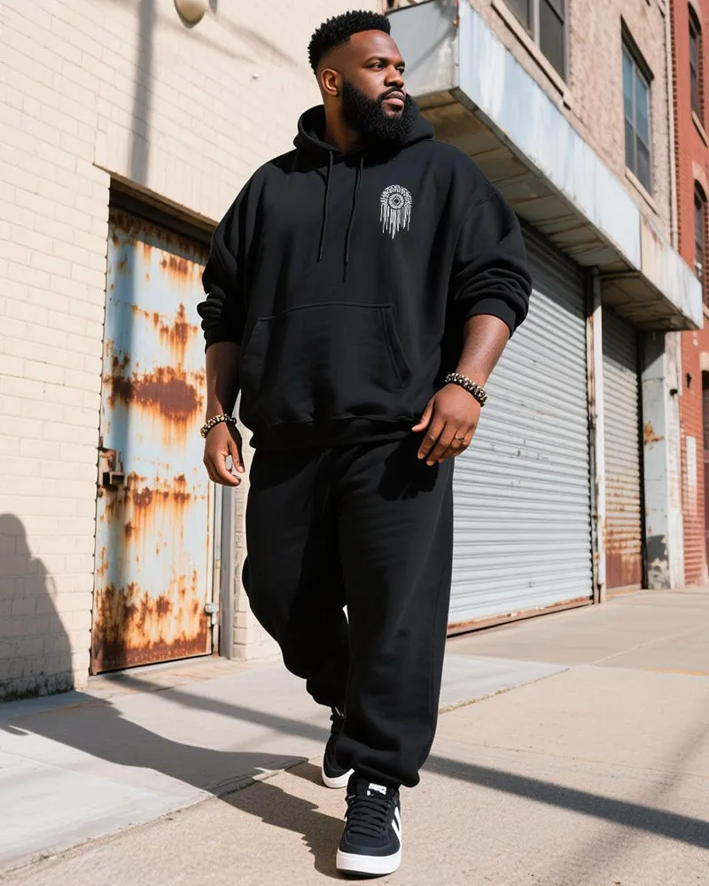 Big & Tall Men's Black Gothic Letter Print Hoodie Set sold by Biggmans product image thumbnail 4