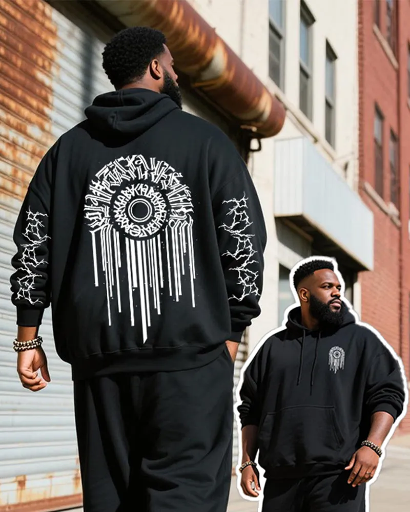 Big & Tall Men's Black Gothic Letter Print Hoodie Set sold by Biggmans product image thumbnail 2