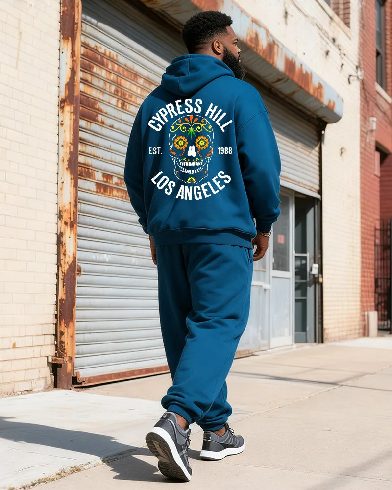 Big & Tall Men's Blue Skull Graffiti Alphabet Print Hoodie Set sold by Biggmans product image thumbnail 5