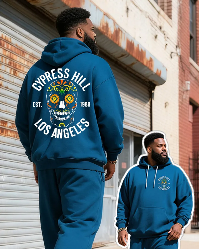 Big & Tall Men's Blue Skull Graffiti Alphabet Print Hoodie Set sold by Biggmans product image thumbnail 2