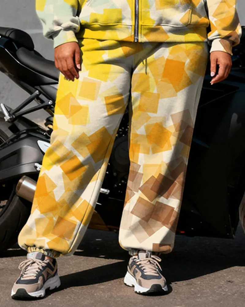 Women's Plus Size Graffiti Love Gradient Block Print Cardigan Hoodie Set sold by Biggmans product image thumbnail 3