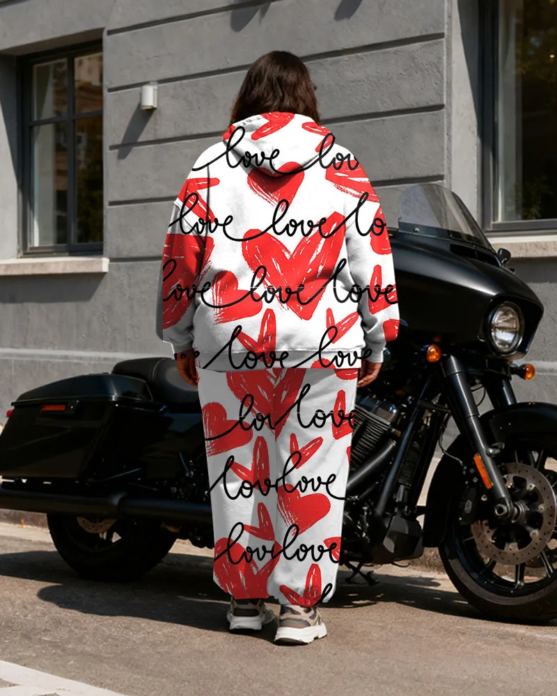 Women's Plus Size Love Letter Print Cardigan Hoodie Set sold by Biggmans product image thumbnail 4