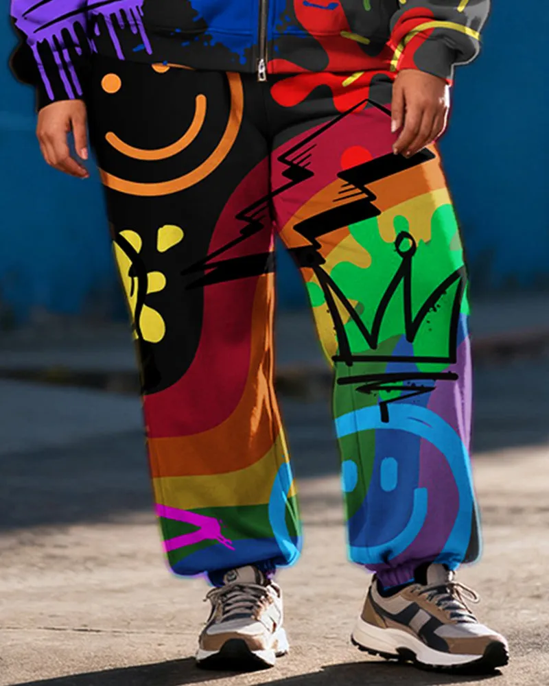 Women's Plus Size Graffiti Love Expression Print Cardigan Hoodie Set sold by Biggmans product image thumbnail 3