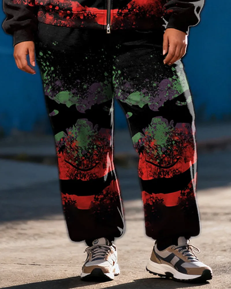 Women's Plus Size Halloween Emoji Graffiti Print Cardigan Hoodie Set sold by Biggmans product image thumbnail 3