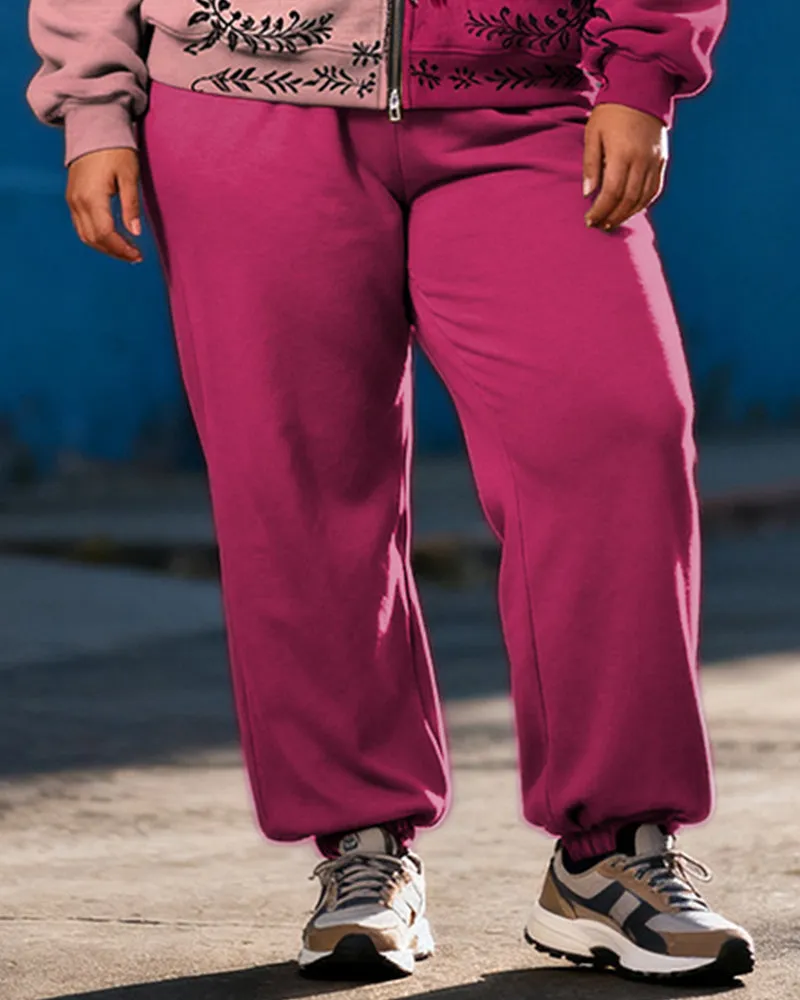 Women's Plus Size Halloween Rose Red Color-block Expression Printed Cardigan Hoodie Set sold by Biggmans product image thumbnail 3