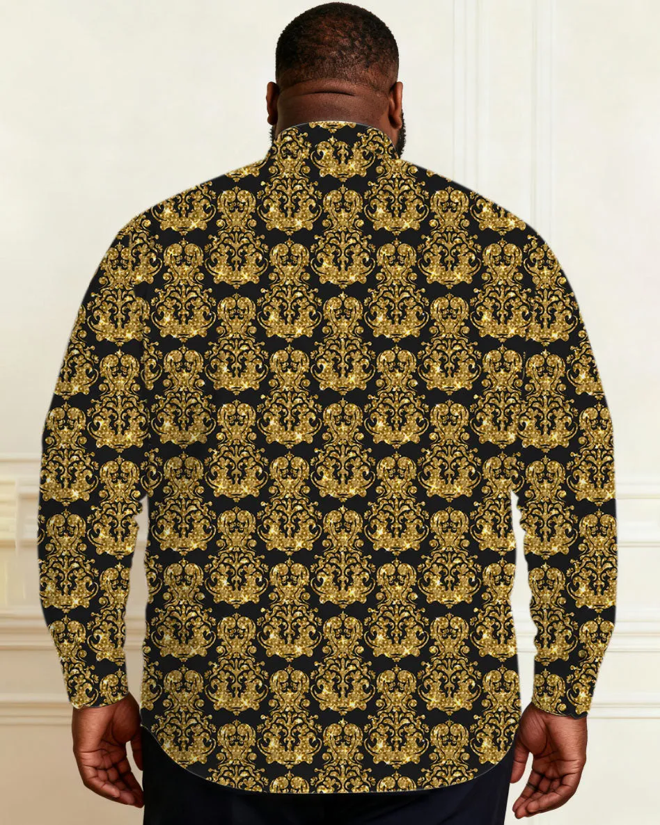 Men's Plus Size Black Baroque Glitter Sequin Long Sleeve Lap Shirt sold by Biggmans product image thumbnail 2