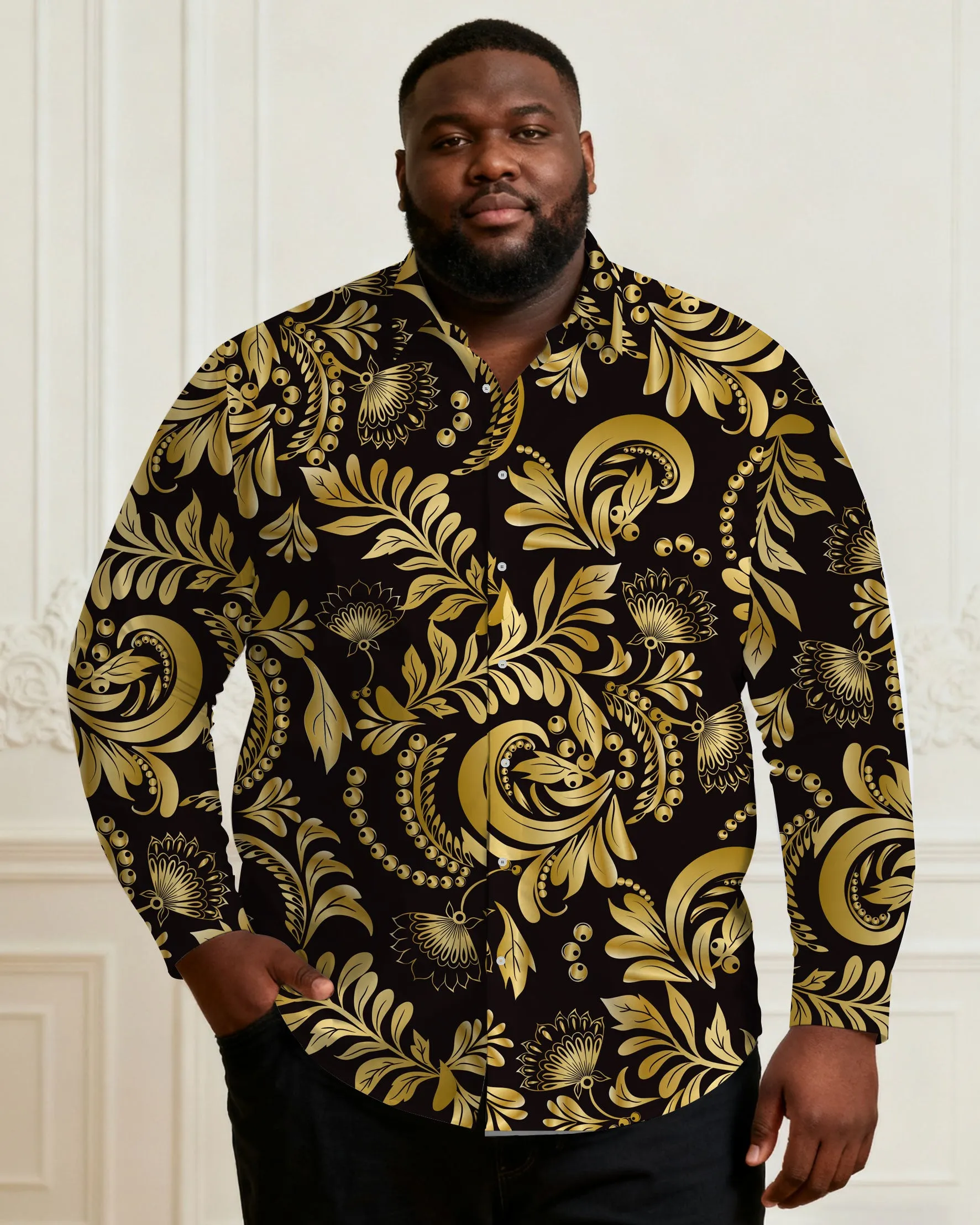 Men's Plus Size Baroque Style Business Casual Shirt sold by Biggmans