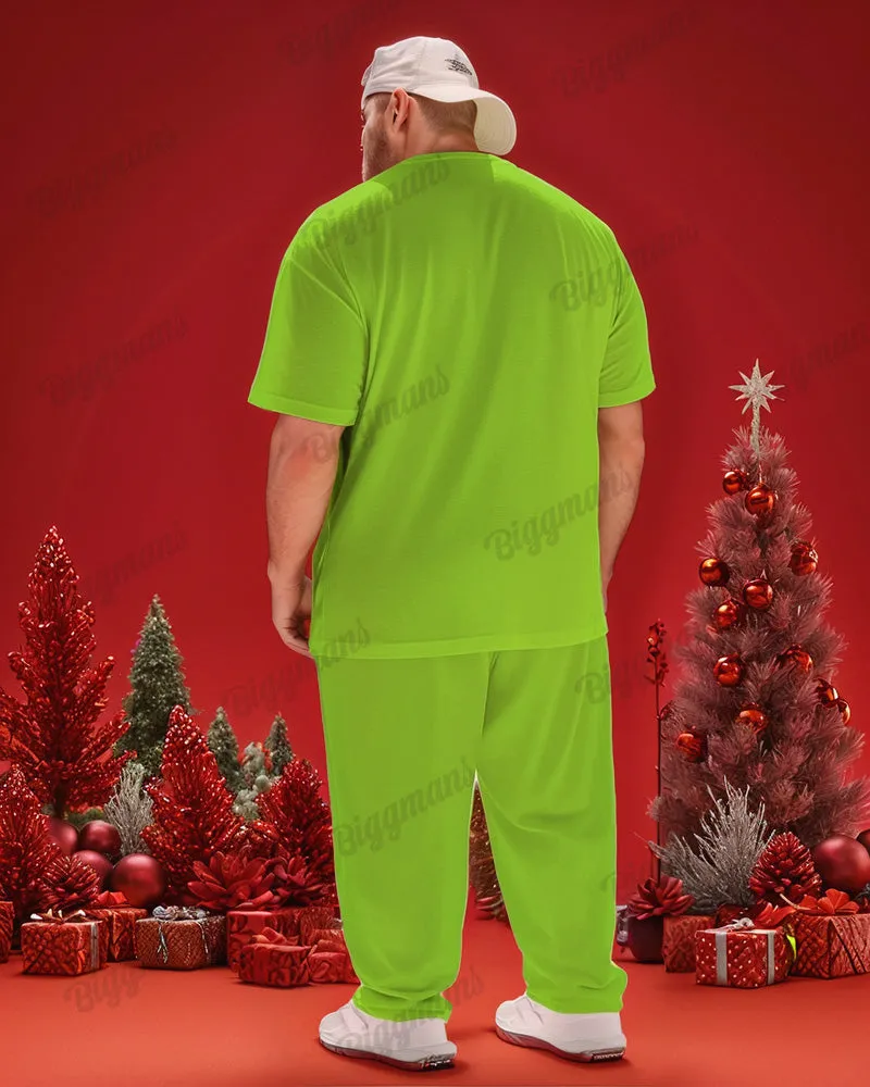 Men's Plus Size Christmas Green Santa Cosplay Printed T-Shirt Trousers Suit sold by Biggmans product image thumbnail 2