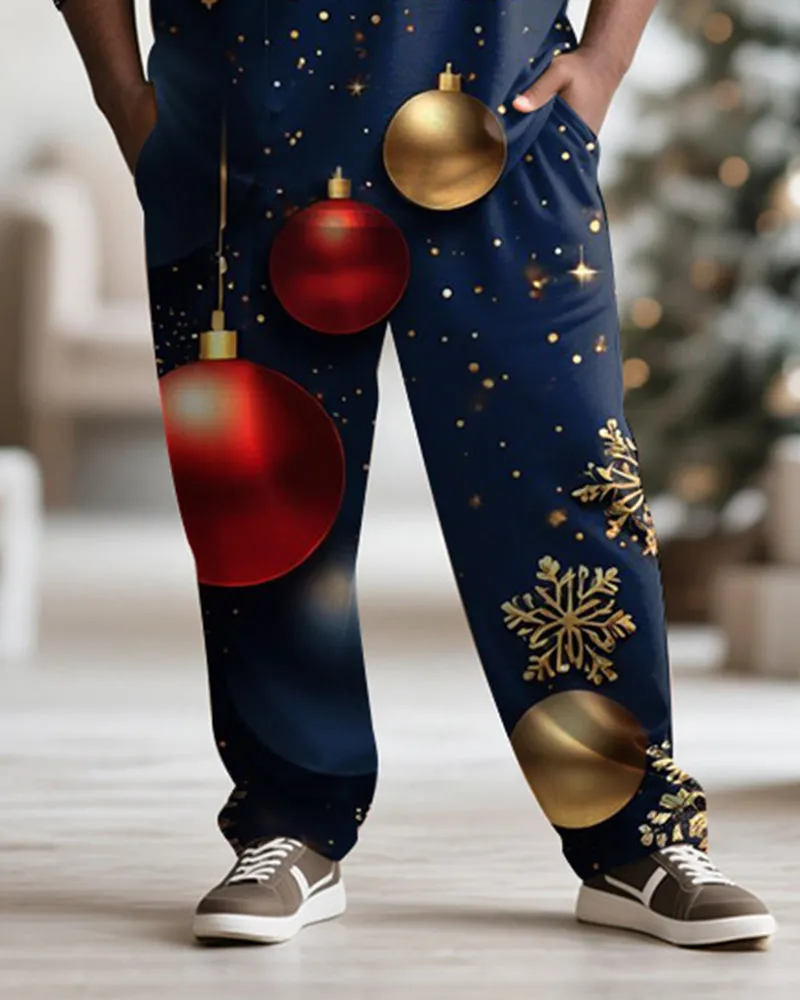 Big & Tall Men's Christmas Snowflake Decorative Printed Long Sleeve T-Shirt Pants Set sold by Biggmans product image thumbnail 3