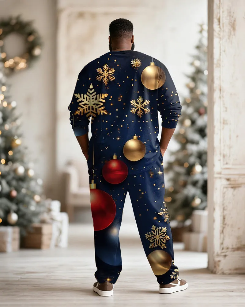 Big & Tall Men's Christmas Snowflake Decorative Printed Long Sleeve T-Shirt Pants Set sold by Biggmans product image thumbnail 4