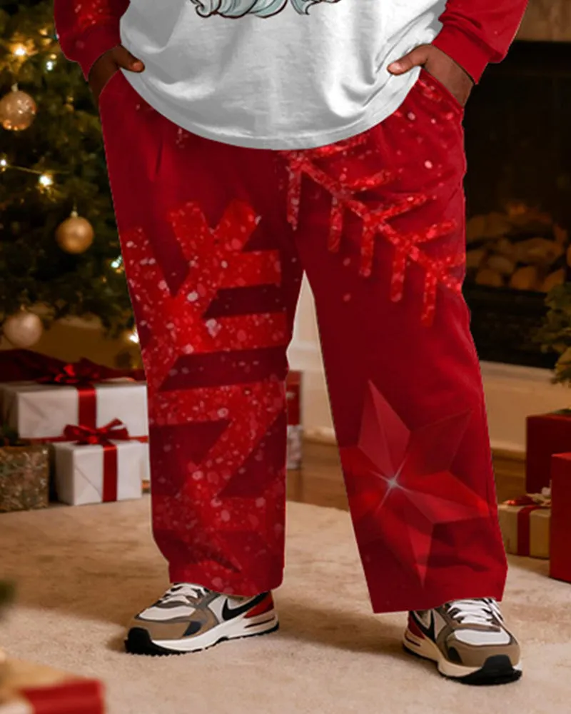 Big & Tall Men's Santa Claus Cartoon Graffiti Print Long Sleeve T-Shirt Pants Set sold by Biggmans product image thumbnail 3