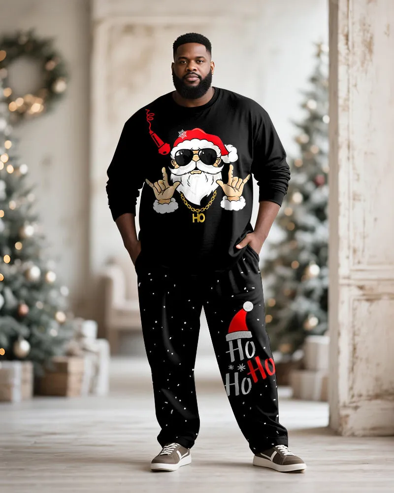 Big & Tall Men's Santa Rock Graffiti Print Long Sleeve T-Shirt Pants Set sold by Biggmans