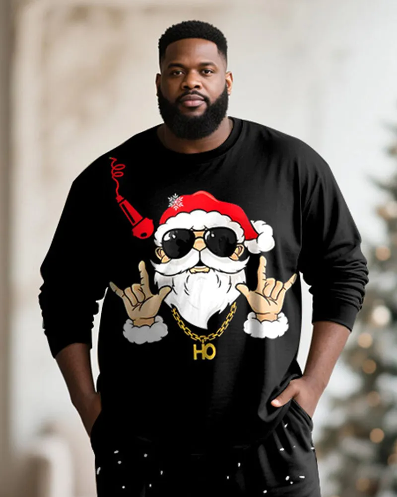 Big & Tall Men's Santa Rock Graffiti Print Long Sleeve T-Shirt Pants Set sold by Biggmans product image thumbnail 2