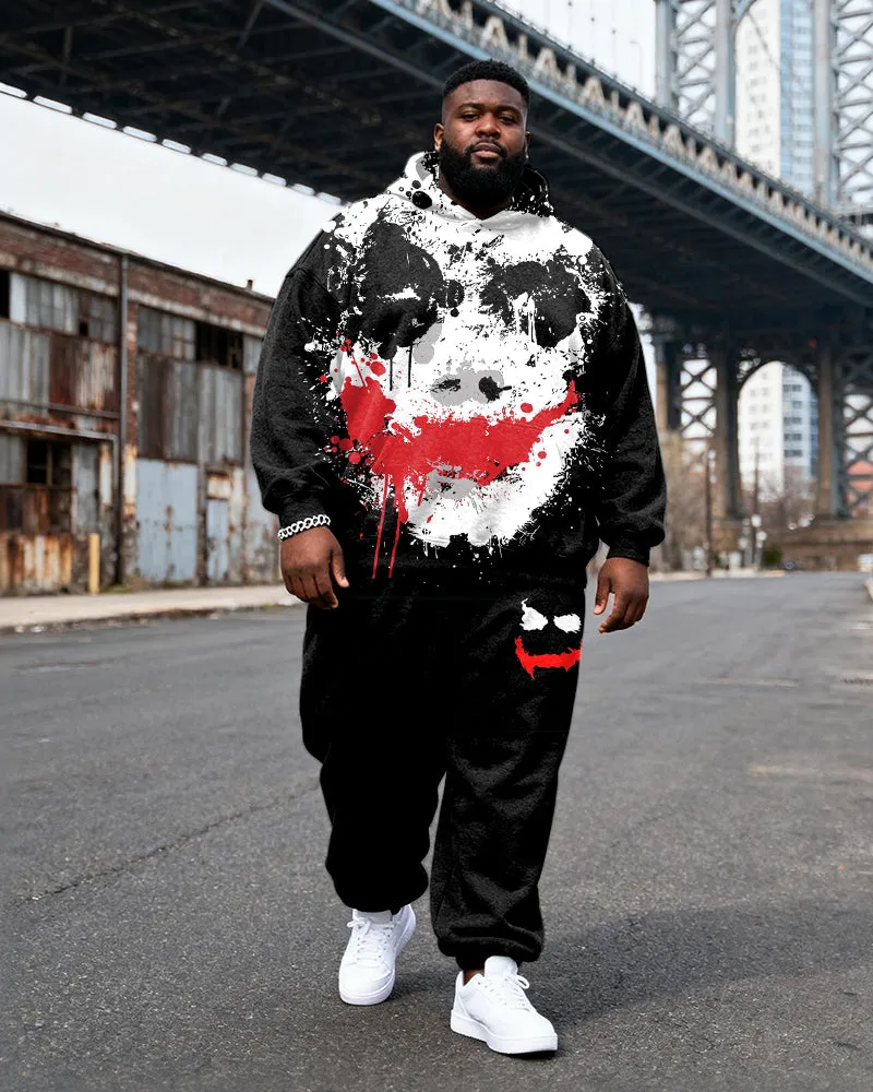 Big & Tall Men's Black Skull Graffiti Print Hoodie Set sold by Biggmans