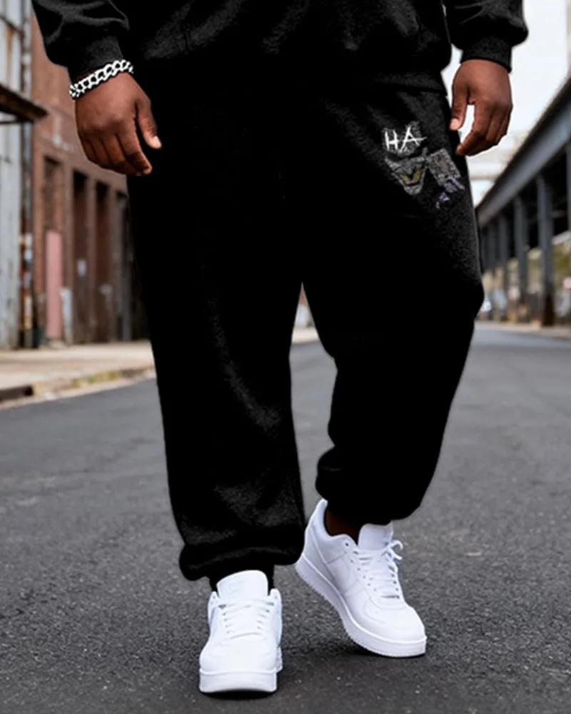 Big & Tall Men's Black Ha Skull Letter Graffiti Print Hoodie Set sold by Biggmans product image thumbnail 3